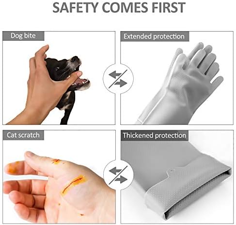 Pet-Grooming-Gloves for Bathing & Hair-Removal, Dog and Cat Brush Bath-Scrubber Glove, Pets Silicone Scrubbing Gloves for Shedding (Gray)