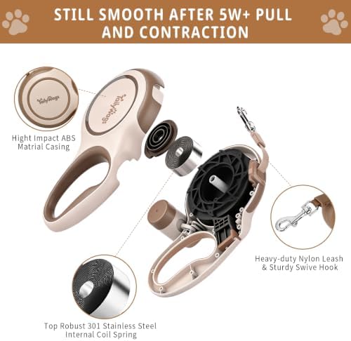 16ft Retractable Dog Leash for Medium Dogs up to 66 lbs,Khaki