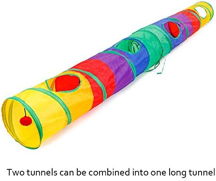 Ace One Cat Tunnel Pet Tube Collapsible Play Toy Indoor Outdoor Kitty Toys for Puzzle Exercising Hiding Training and Running with Fun Ball and 2 Peek Hole