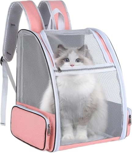 Ventilated Cats Dogs Rabbits Carrier Backpack for Small Pets and Puppies – Perfect for Outdoor Adventures and Vet Visits, Ultimate Comfort On-The-Go (Pink)
