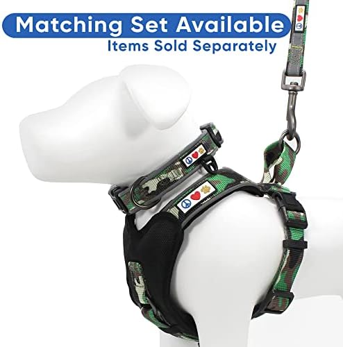 Pawtitas Camo Green Dog Leash 6 ft Custom ID Lead for Dogs & Puppies Reflective Comfortable Padded Handle Embroidered Name & Phone Number