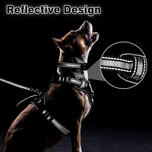 WINSEE Pet Harness Collar and Leash Set, All-in-one Reflective Dog Harness No Pull with Adjustable Buckles for Puppies, Small, Medium, Large, and Extra-Large Dogs (Medium, Black)
