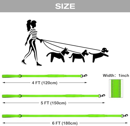 Joytale Dog Leash for Large Dogs that Pull, Double Handle, 6FT, Green