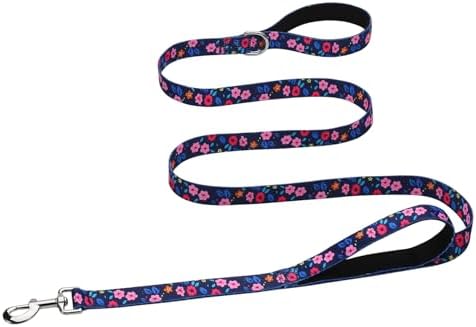 Hikiko 5FT Dog Leash Padded Double Handle with Designed Pattern
