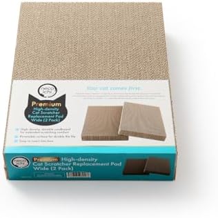 Necoichi Cardboard Cat Scratcher Bed for Indoor Cats - Cat Scratching Board (16" Wide, c. Replacement 2 Pads)