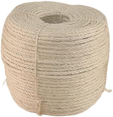 Premium Brazilian Sisal Rope, Natural Fiber 100% Sisal, Ultra Durable, Chemical-Free, Ideal for DIY, Cats, Scratching Post Replacement, Home Decor, Garden, Crafting (1/5” 600 ft / 5mm 180m)