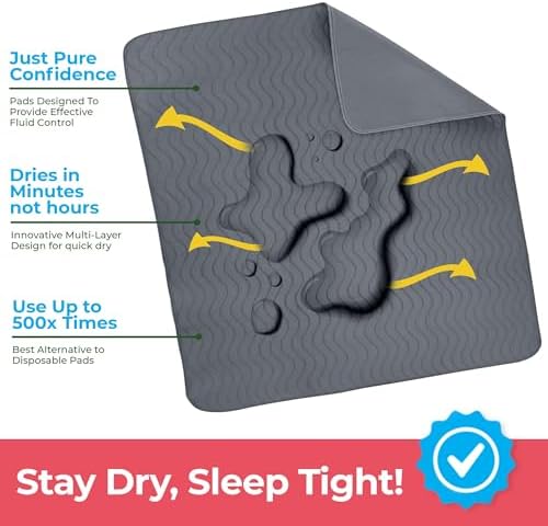 4 Pack Waterproof Reusable Heavy Absorbency Incontinence Bed Pads 34"x52"