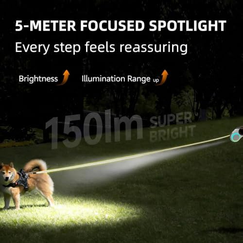 Upgraded Version LED Light Multifunctional Retractable Dog Leash, Pet Supplies, Collar, Leash, Reflective, Light, One-Buton Control, Anti-Twist, Non-Slip Handle, Suitable for Medium and Small Pet Dogs