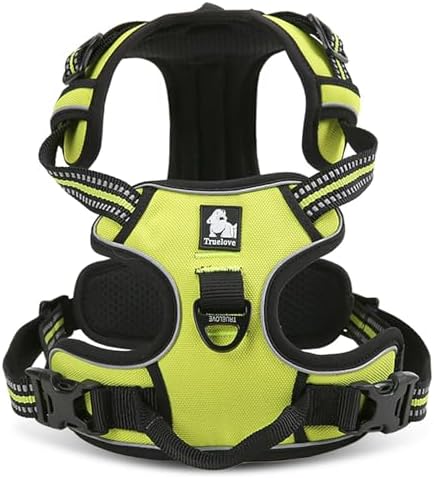 TRUE LOVE Adjustable No-Pull Dog Harness Reflective Vest, Neon Yellow, S