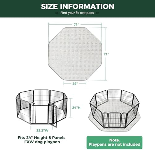 FXW Washable Pee Pads for Dogs, Super Absorbent, 29" Octagon, 2 Packs