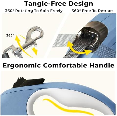 Retractable Dog Leash 16ft for Small & Medium Dogs Up to 55 lbs