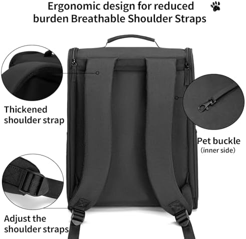 wakytu Cat Carrier Backpack,Pet Backpack Carrier for Small Cats Dogs,Black