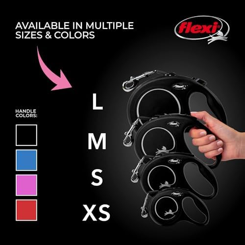 FLEXI® Classic Tape Retractable Dog Leash, Black, Large - 16 Feet (Tape) (Pack of 12)
