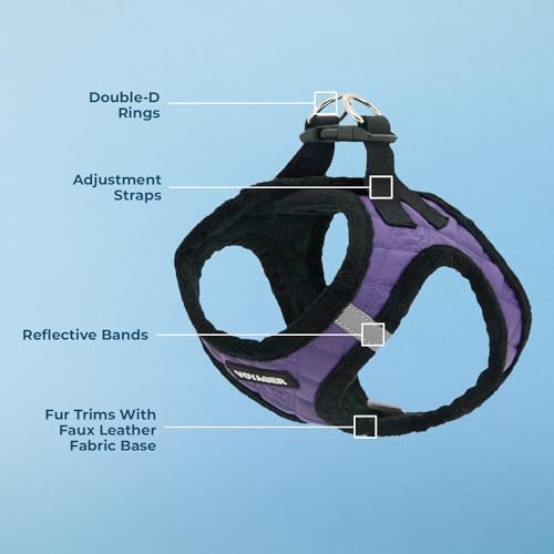 Voyager Step-in Plush Dog Vest Harness -Purple Faux Leather, X-Large