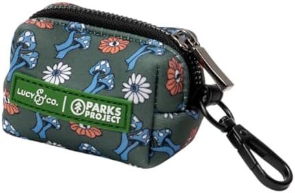Lucy & Co. x Parks Project Power to the Parks Dog Poop Bag Holder and Dispenser, Clips to Leash, Water-Repellent Neoprene, Includes Refill Roll