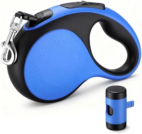 Segarty 16 Ft Retractable Dog Leash with Detachable Poop Bag Holder, 5m Walking Leash for Pets up to 66 lbs, 360°Tangle-Free Dog Lead with Anti-Slip Handle & One-Handed Brake Pause Lock for Outdoors