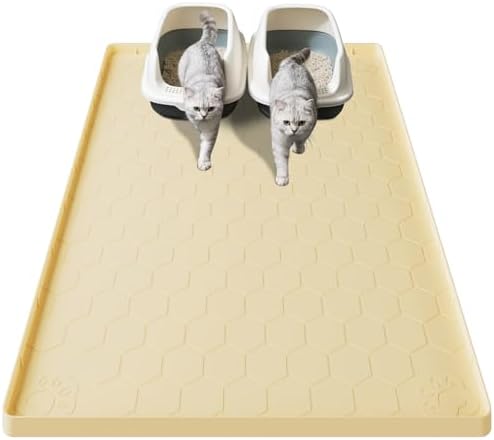 Cat Mat for Litter Box, 40" X 28" Large Silicone Cat Litter Trapping Mat