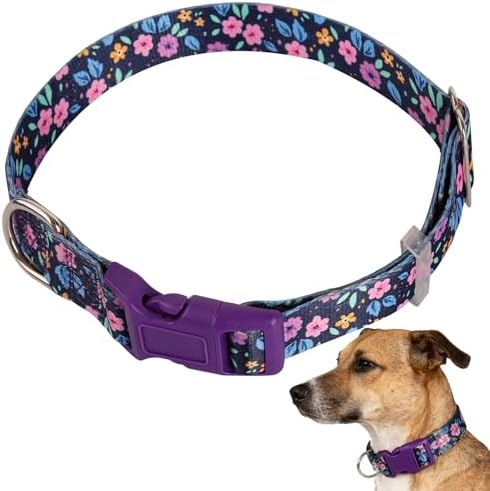 Girl Dog Collars for Medium Dogs,Cute Dog Collar with Boho Flowers-M