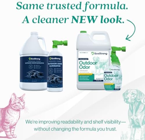 Eco Strong Outdoor Odor Eliminator Outside Dog Urine Enzyme Cleaner Powerful Pet, Cat, Animal Scent Deodorizer | Professional Strength for Yard, Turf, Kennels, Patios, Decks (160 oz Bundle w Sprayer)
