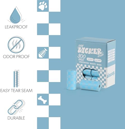 13 in. x 9 in. Extra Thick Leak Proof Unscented Dog Poop Bags, Blue (300 Count, 20-Rolls)