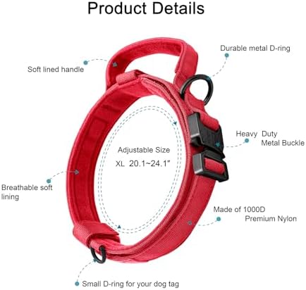 Tactical Dog Collar and Leash Set with Handle for Large Dogs