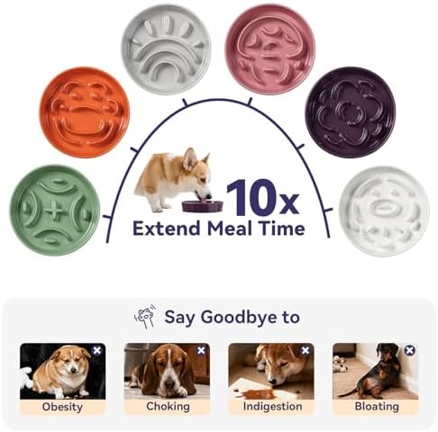 Ceramic Slow Feeder Dog Bowl, 1.8 Cups Anti -Slip Slow Feeding Bowl to Slow Down Eating, 8.2 Inch Dog Food Dish for Medium to Large Breeds, Green