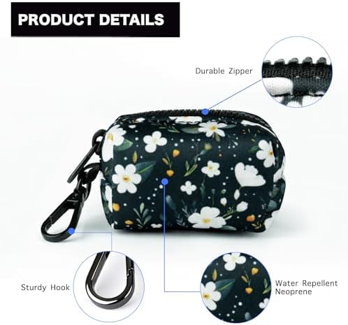 Petmolico Dog Poop Bag Holder Dispenser 2 Pack, Cyan & Flower