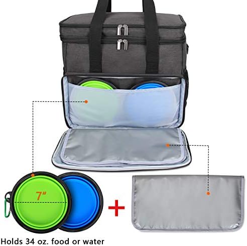 Teamoy 2 Layer Dog Travel Bag, Pet Supplies Weekend Tote Organizer, Black