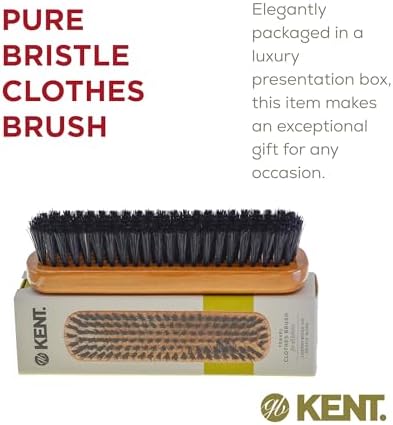 Kent CC2 Finest 100% Handcrafted Clothes Brush: Black Boar Bristle & Nylon Mix with Cherrywood Handle - Travel-Size Lint/Fuzz Remover for Cashmere, Wool, Silk; Suede Brush & Pet Hair Lint Roller