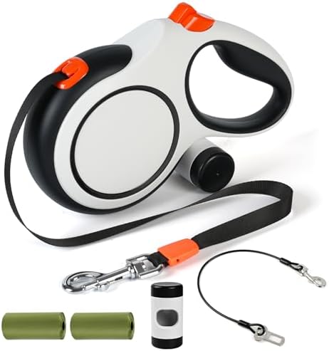 26ft Retractable Dog Leash for Large Dogs Up to 110lbs, Orange
