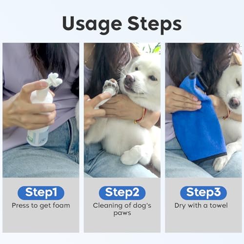 Leopong Dog Paw Cleaner Foam with Silicone Brush, 200ml