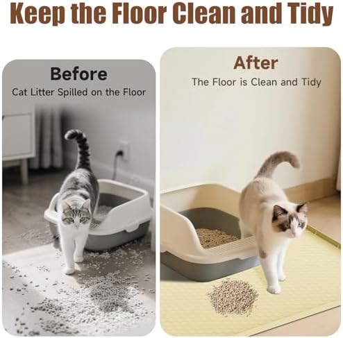Cat Mat for Litter Box, 40" X 28" Large Silicone Cat Litter Trapping Mat
