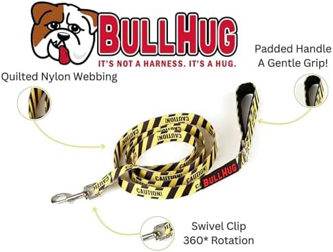BULLHUG 6 FT Bulldog Leash with Padded Handle. Perfect for Bulldogs, French Bulldogs, Pugs & All Breeds. Leashes for Walking, Training Lead for Bulldogs (Yellow)