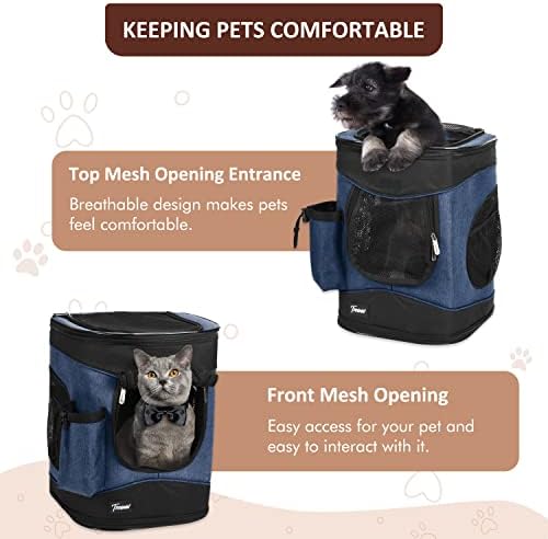 Tirrinia Two-Sided Entry Pet Backpack Travel Carrier for Cats & Small Dogs, Airline-Approved, Padded Back Support, Ideal for Hiking, Walking, Cycling & Outdoor Adventures
