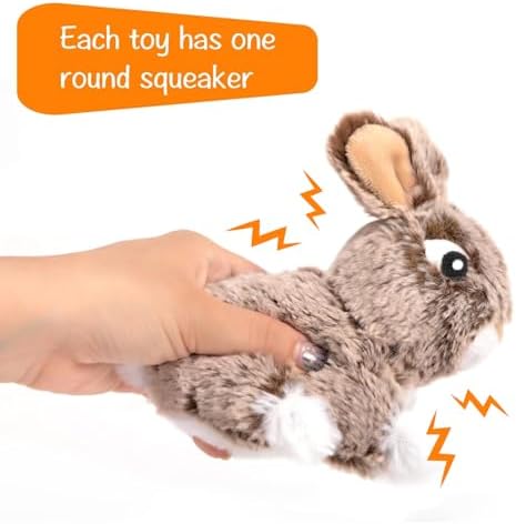 Hollypet Squeaky Hide and Seek Dog Toys for Small and Medium Dogs, Rabbit