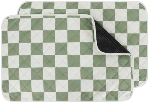 IEUUMLER Washable Pee Pads for Dogs, 2 Pack Non-Slip & Waterproof Pack Whelping Pad, Reusable Puppy Potty Training Pad with Fast Absorbent for Playpen EU007 (Green&White, 30"X20"-2pcs)