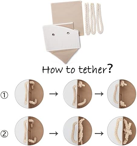 Geyecete Large Dog Toys Storage Bins-Foldable Fabric Trapezoid Organizer Boxes with Weave Rope Handle,Collapsible Basket for Shelves,Dog Apparel(Beige-Dog)