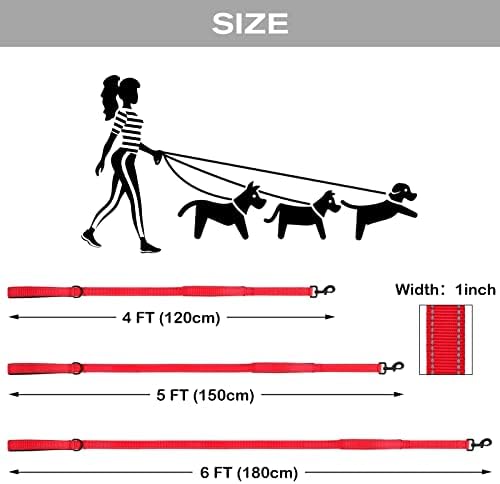 Joytale Dog Leash for Large Dogs that Pull, Double Handle, 6FT, Red