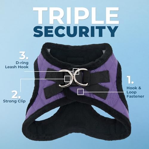 Voyager Step-in Plush Dog Vest Harness -Purple Faux Leather, Medium