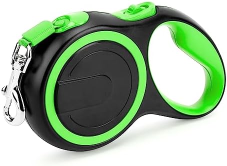 Segarty 16 Ft Extendable Dog Leash, 5m Heavy Duty Walking Dog Leash for Medium Small Dogs up to 44lb, Anti-Slip Handle 360°Tangle-Free Nylon Tape, One-Handed Button Lock & Release (Green)