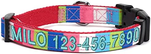Pawtitas Pet Soft Adjustable Solid Color Puppy Collar Dog Multicolor Personalized Customizable Embroidered Customize w Name & Phone Number Pink Teal Green Small Customized Small (Pack of 1)