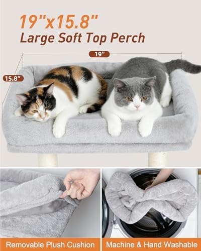 19" Small Cat Tree with Scratching Post for Indoor Cats with Perch