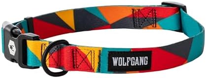 Wolfgang Heavy Duty, Adjustable Dog Collar with Quick Release Nylon Buckle for Walking & Training, ShatterShapes Print, Medium