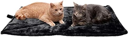 Furhaven ThermaNAP Self-Warming Cat Bed for Indoor Cats & Large/Medium Dogs, Washable & Reflects Body Heat - Quilted Faux Fur Reflective Bed Mat - Black, Large
