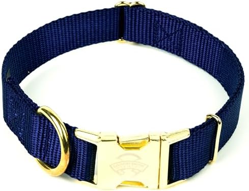 Country Brook Petz - Premium Nylon Dog Collar with Metal Buckle for Small Medium Large Breeds - 30+ Colors (Medium, 3/4 Inch, Navy Blue)