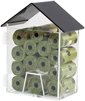 Dog Poop Bag Dispenser, Wall Mount Waterproof Outdoor or Indoor Cat Bag Dispenser Holder, Clear Acrylic Pet Waste Bag Storage Container Station for Home, Yard, Porch, Lawn, Fence (Frame House)