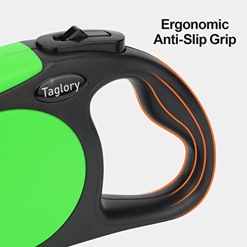 Taglory Retractable Dog Leash, One-Handed Brake, 16ft, Up to 44 lbs, Green