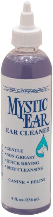Chris Christensen Mystic Ear Cleaner for Dogs & Cats – Professional Grooming Solution for Ear Hygiene, Removes Debris & Wax, Quick-Drying Formula, Made in the USA, 8 oz