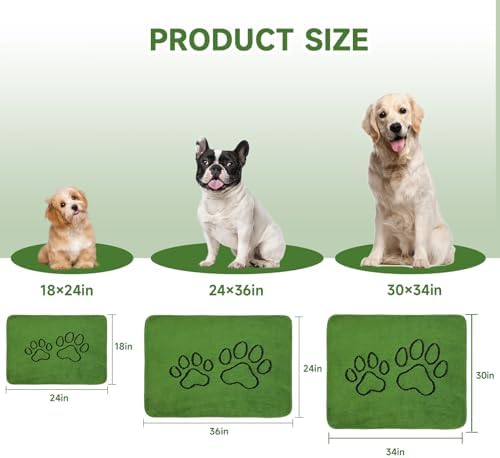 Homimp Washable Pee Pads for Dogs, 2 Pack Super Absorbent Reusable Puppy Pads, Green Long Wool Fake Grass for Potty Training, Upgrade Non-Slip and Leak-Proof,Floor, Couch, Bed, and Crate,Green 18"×24"