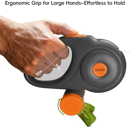 Retractable Dog Leash 26FT for Medium & Large Dogs, Sturdy Heavy-Duty Nylon Tape with Secure Locking Carabiner & Poop Bag Holder, Smooth One-Hand Control, Anti-Slip Handle, Tangle-Free Design (Black)
